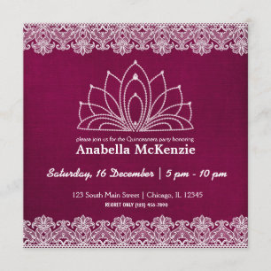 Lace Quinceanera (Maroon) Einladung