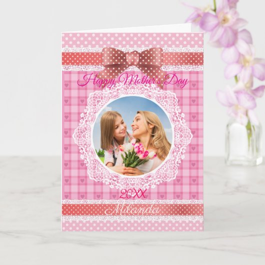 Lace Ribbon Happy Mother Day Karte (Orchidee)