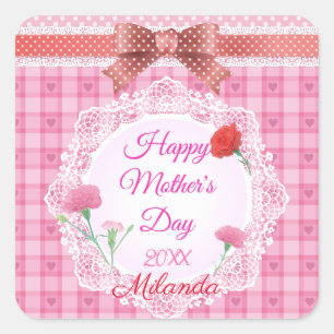 Lace Ribbon Happy Mother Day Quadratischer Aufkleber