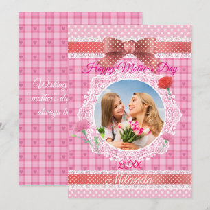 Lace Ribbon Happy Mother's Day Card Karte