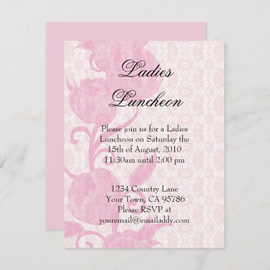 Lace Rose Lady Luncheon Party Einladung (Vorne/Hinten)