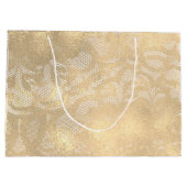 Lace Sepia Imitate Gold Floral Bridal Glam Große Geschenktüte (Rückseite)