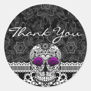Lace Sugar Skull Day of the Dead Danke Runder Aufkleber