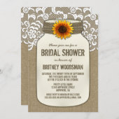 Lace Sunflower Mason Jar Bridal Dusche Einladungen (Vorne/Hinten)