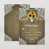 Lace Sunflower Mason Jar Wedding RSVP Cards Karte (Vorne/Hinten)
