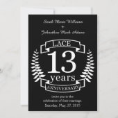 Lace Traditionelle Hochzeit Jahrestag 13 Jahre Einladung (Vorderseite)
