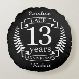Lace Traditionelle Hochzeit Jahrestag 13 Jahre Rundes Kissen