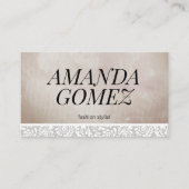 Lace Trim Watercolor Textur Designer Visitenkarte (Vorderseite)