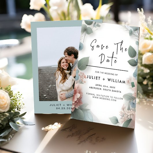 Lace Tulle Pastel Dusty Blue Wedding Save The Date