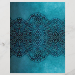 Lace Turquoise Grunge Scrapbooking Craft Paper