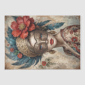 Lace Veil: Die Feathered und florale Lady-Decoupag Seidenpapier (Vorderseite)