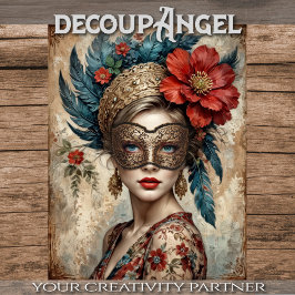 Lace Veil: Die Feathered und florale Lady-Decoupag Seidenpapier