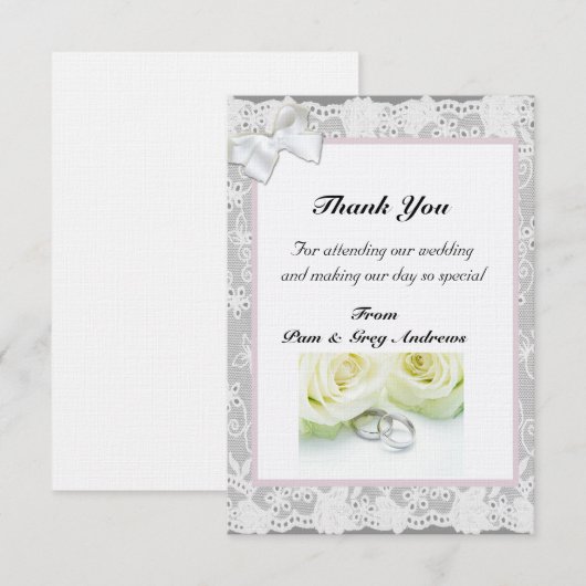 Lace Wedding danke Einladung (Vorne/Hinten)