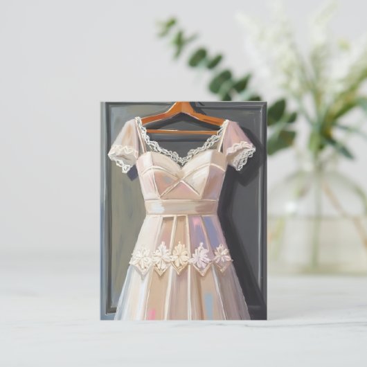 Lace Wedding Dress | Bridal Gown Watercolor Postkarte (Stehend Vorderseite)