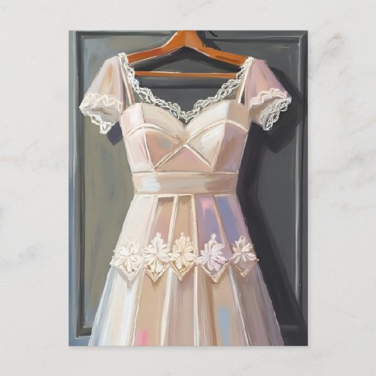 Lace Wedding Dress | Bridal Gown Watercolor Postkarte (Vorderseite)