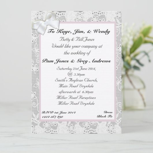 Lace Wedding Einladung (Stehend Vorderseite)