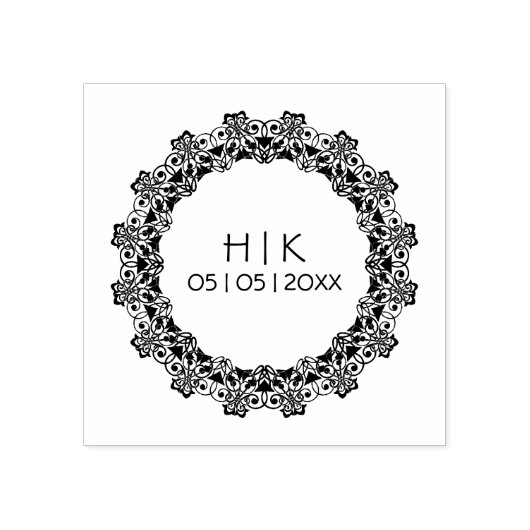Lace Wedding Initials Gummistempel (Prägung)