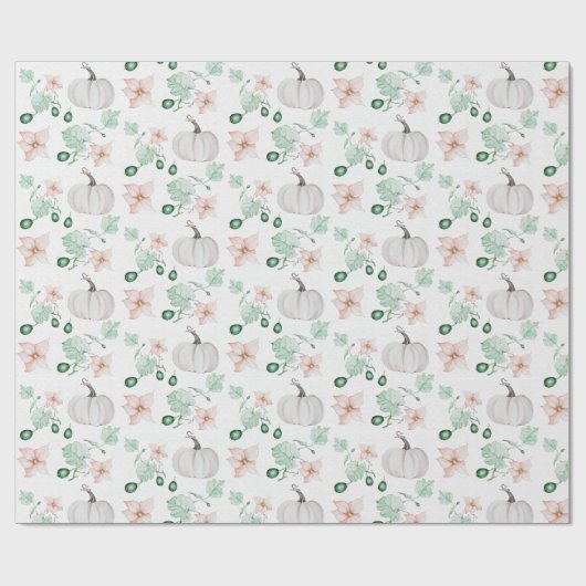 Lace White Pumpkins Wassercolor Art Pattern Geschenkpapier (Flach)