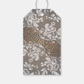 Lace Wood and Gold Confetti Rustic Wedding Geschenkanhänger (Rückseite)