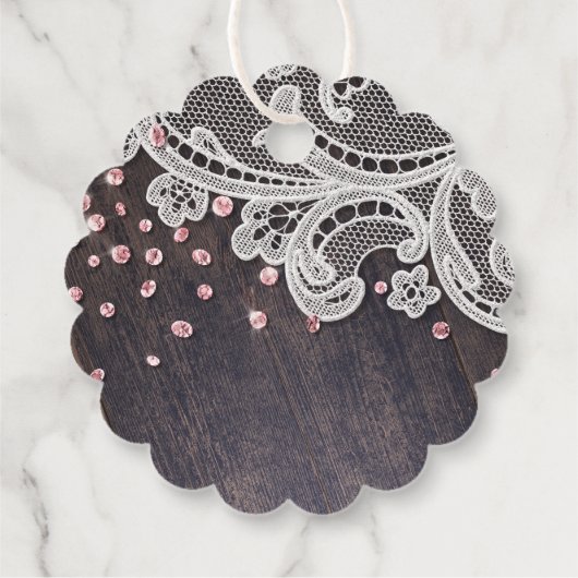 Lace wood errush Glitzer rustikale Hochzeit danke Geschenkanhänger (Rückseite)