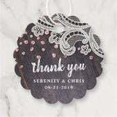 Lace wood errush Glitzer rustikale Hochzeit danke Geschenkanhänger (Vorderseite)