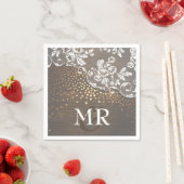 Lace Wood Gold Confetti Rustikales Land Serviette (Beispiel)