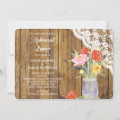 Lace Wood Mason Jar Probe Dinner Einladung (Vorderseite)