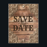 Lace Wood Rustic Vintag Western Save the Date Ankündigungspostkarte<br><div class="desc">Text beliebig anpassen</div>