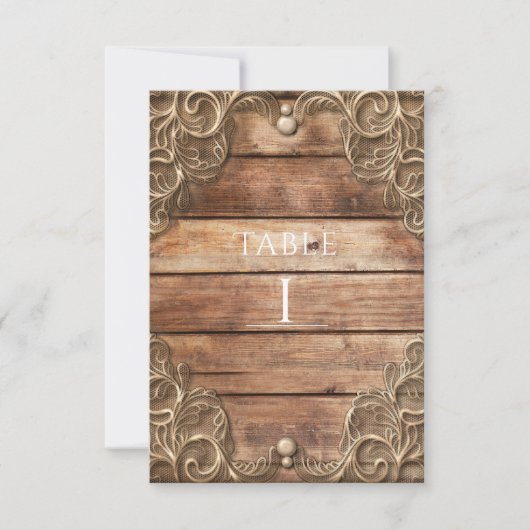 Lace Wood Rustic Vintag Western Tischnummer (Vorderseite)