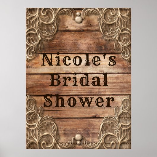 Lace Wood Rustic Vintager Western Elegantes Banner Poster (Vorne)