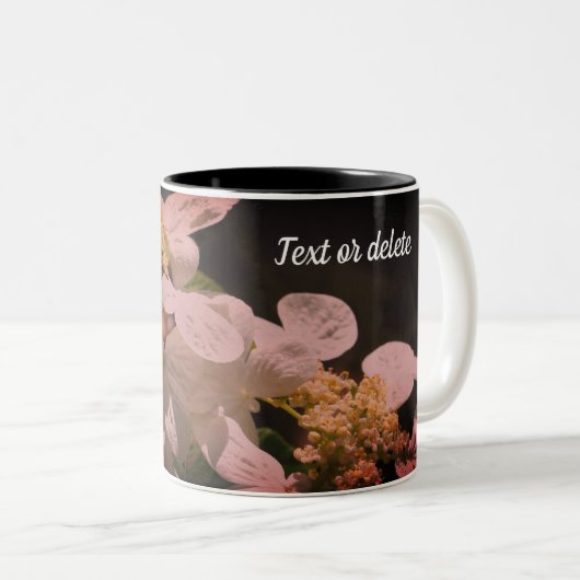 Lacecap Hydrangea Blume Personalisiert Zweifarbige Tasse (VorderseiteRechts)