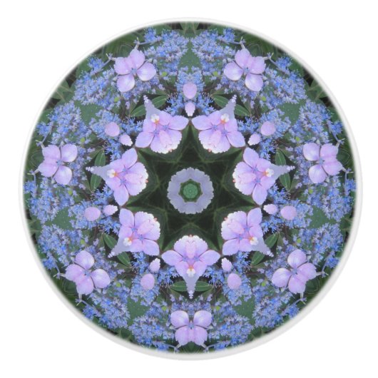 Lacecap Hydrangea Keramik Knob Keramikknauf (Vorderseite)