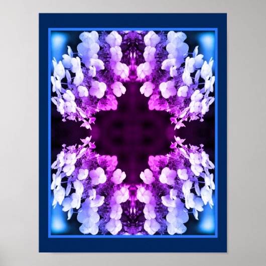 Lacecap Hydrangea Schwarz-weiß Tinted Abstrakt Poster (Vorne)