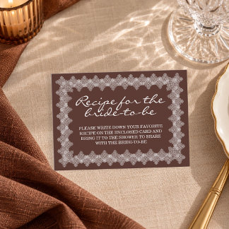 Laced in Love Schokoladenbraun Hochzeitsdusche Rez Begleitkarte