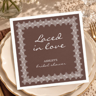 Laced in Love Schokoladenbraun Junggesellinnenabsc Serviette