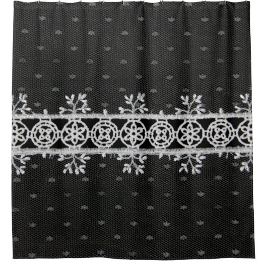 lacework line on black background duschvorhang (Vorderseite)