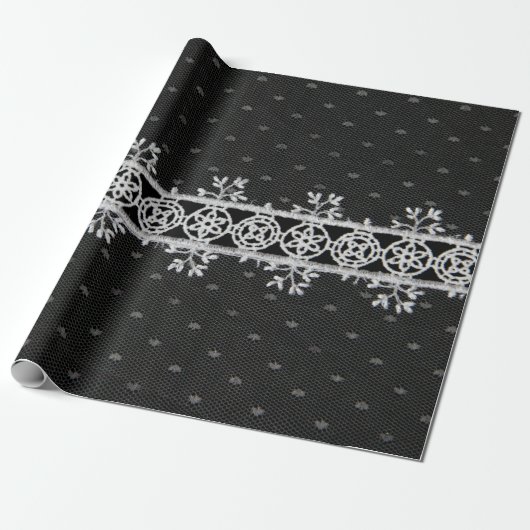 lacework line on black background geschenkpapier (Ungerollt)