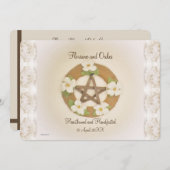 Lacey Dogwood Pentagramm Handfasting Einladung (Vorne/Hinten)