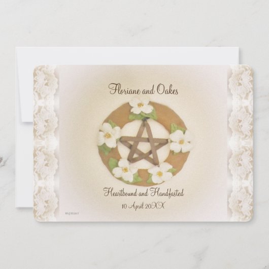 Lacey Dogwood Pentagramm Handfasting Einladung (Vorderseite)