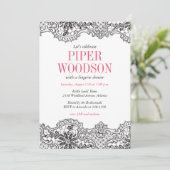 Lacey Lingerie Dusche Einladung (Stehend Vorderseite)