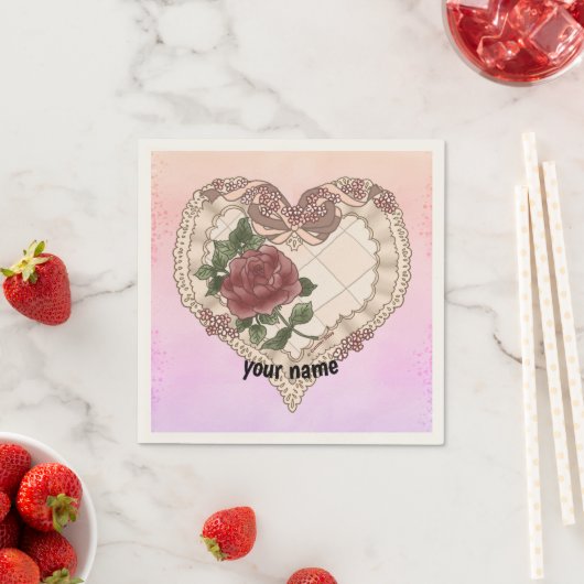 Lacey Ribbon Heart Napkins Serviette (Beispiel)