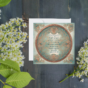 Lacey Round Turquoise Kupferrahmen Feiertagskarte