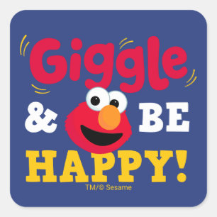 Lach und sei glücklich Elmo Quadratischer Aufkleber