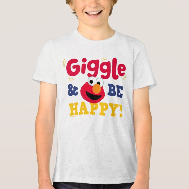 Lach und sei glücklich Elmo Tri-Blend Shirt (Vorderseite)