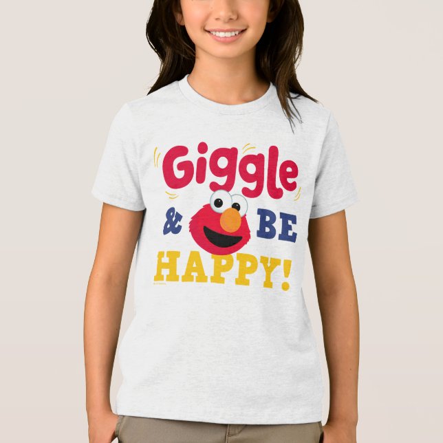 Lach und sei glücklich Elmo Tri-Blend Shirt (Vorderseite)