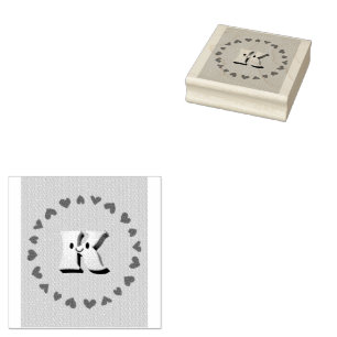 Lächelbrief K mit Briefmarke aus Hartgummi Gummistempel