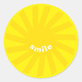 Lächelgelbe Sonne hell fröhlicher Spaß modern fröh Runder Aufkleber