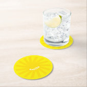 Lächelgelbe Sonne hell fröhlicher Spaß modern fröh Runder Pappuntersetzer (Vor Ort)