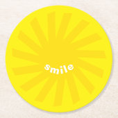 Lächelgelbe Sonne hell fröhlicher Spaß modern fröh Runder Pappuntersetzer (Vorderseite)