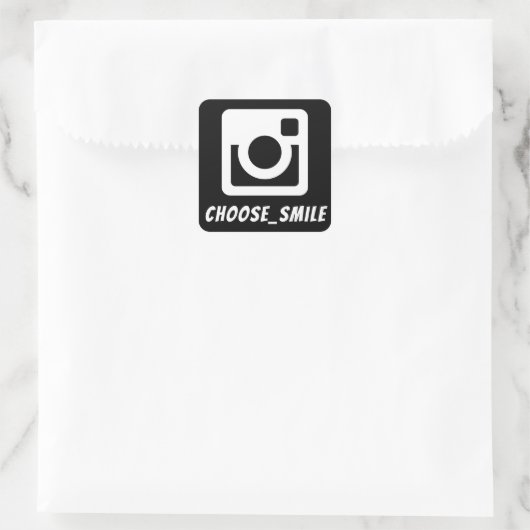 Lächelinstanz wählen quadratischer aufkleber (Tasche)